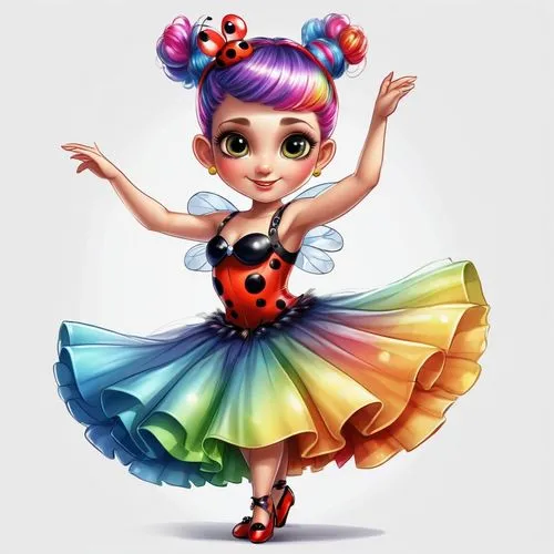 cute cartoon character,dressup,little girl twirling,lady bug,cute cartoon image,pucca,Photography,General,Realistic