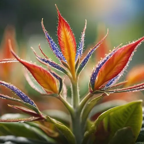 sterlizia plant macro shot,a small plant with leaves on it covered in frost,colorful leaves,bromeliad,bromeliads,bromelia,strobilanthes,bromeliaceae,Photography,General,Commercial