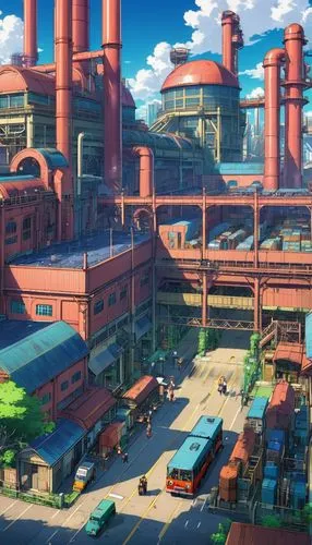 industrial plant,industrial landscape,factories,industrial area,refinery,shipyards,ship yard,heavy water factory,industries,industrial building,chemical plant,industrial ruin,industrial,cargo port,kanto,manufactory,industry,warehouses,refineries,industrialization,Illustration,Japanese style,Japanese Style 03