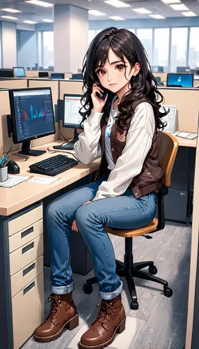 girl at the computer,office worker,kotobukiya,sprint woman,night administrator,switchboard operator,telephone operator,secretary,business woman,women in technology,honmei choco,businesswoman,receptionist,vax figure,call center,business women,female worker,desktop support,girl sitting,female doctor,Anime,Anime,General