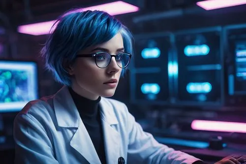 female doctor,sci fi surgery room,ship doctor,women in technology,cyber glasses,theoretician physician,researcher,pathologist,electronic medical record,medical technology,consultant,scientist,medical sister,girl at the computer,female nurse,cyberpunk,biologist,veterinarian,neon human resources,healthcare professional,Art,Classical Oil Painting,Classical Oil Painting 12