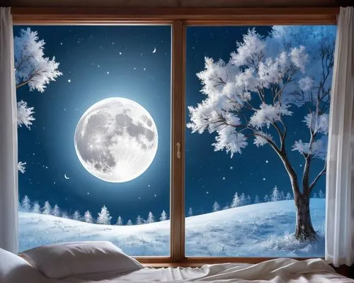 bedroom window,moon and star background,christmas snowy background,sleeping room,night snow,winter dream,snowhotel,moonlit night,winter background,moon night,good night,winter window,romantic night,christmas night,christmas landscape,night scene,window treatment,snow globes,snow globe,snowglobes,Unique,Design,Character Design