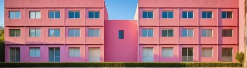 pink squares,colorful facade,pink double,athens art school,apartment block,apartment building,kirrarchitecture,cubic house,modern architecture,man in pink,row of windows,an apartment,arhitecture,cube 