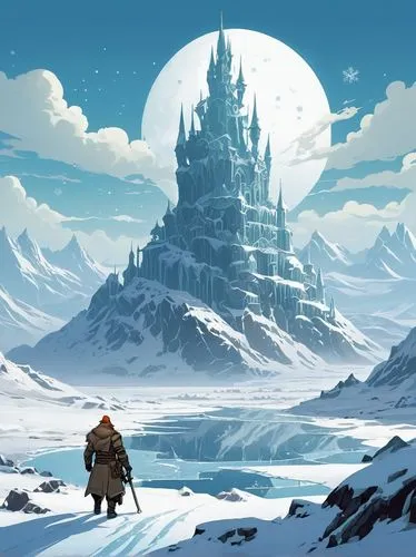 Game Scene Design,heroic fantasy,ice castle,summit castle,knight's castle,snow house,hamelin,fantasy landscape,northrend,fantasy picture,snowhotel,castle of the corvin,ice planet,thermokarst,mountain 