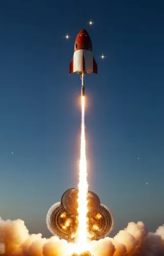 hyper-realistic rocket,a rocket is in the air, with clouds around it,rocketsports,rocketboom,liftoff,rocketship,shuttlecocks,blastoff,Photography,General,Realistic