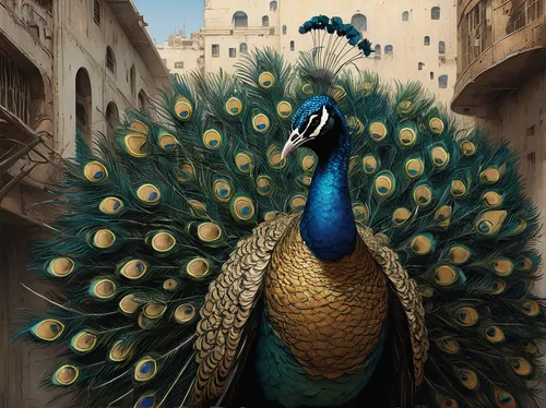 peacock,male peacock,meleagris gallopavo,peafowl,fairy peacock,blue peacock,bird painting,pheasant,an ornamental bird,ornamental bird,exotic bird,plumage,turkey,peacocks carnation,feathered race,cornucopia,bird illustration,perico,thanksgiving background,prince of wales feathers,Illustration,Realistic Fantasy,Realistic Fantasy 06