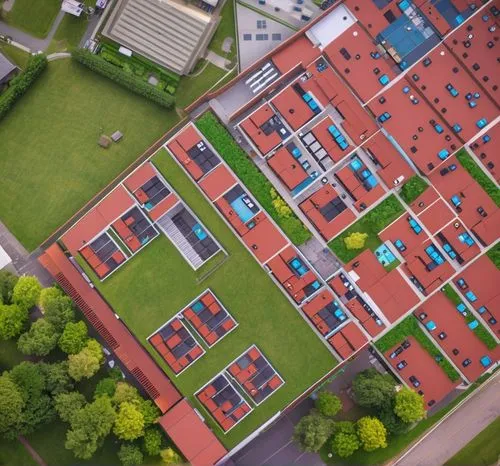 apartment complex,new housing development,overhead shot,elementary school,suburbs,apartment buildings,apartment block,apartment-blocks,apartments,school design,residential area,resort town,apartment blocks,barracks,roofs,retirement home,facility,cargo containers,hotel complex,factories