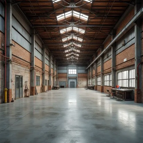 industrial hall,factory hall,dogpatch,empty factory,freight depot,warehouses,warehouse,packinghouse,railyards,old factory building,industrial building,warehousing,usine,empty interior,locomotive shed,linthouse,old factory,carreau,turnhalle,lumberyard,Photography,General,Realistic