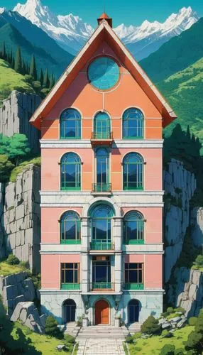 apartment building,butka,house in mountains,rouran,seborga,an apartment,Illustration,Japanese style,Japanese Style 03