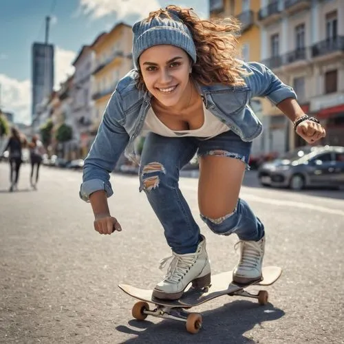 woman free skating,skater,rollergirl,skating,skateboarder,rollerskating,Photography,General,Realistic