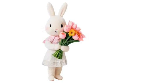 bunny on flower,flowers png,white rabbit,white bunny,bunni,flower background,tulip background,bunny,lapine,easter background,rabbit,bellefleur,easter bunny,misbun,rabbids,florist,bunnie,holding flowers,easter theme,lepus,Illustration,Retro,Retro 26