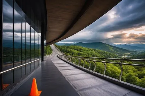 the observation deck,observation deck,skywalk,skybridge,scenic bridge,blue ridge mountains,overpasses,skywalks,mountain pass,mountain highway,walkway,overpassed,highway bridge,observation tower,great smoky mountains,glass rock,snohetta,pedway,lookout tower,viewpoint,Illustration,American Style,American Style 01