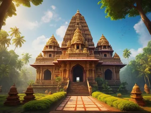 indian temple,mandir,vimana,asgiriya,shambhala,chhatri,thai temple,gopura,jain temple,tirthankara,temples,sanatana,temple,mahadeva,viriya,beomeosa temple,sabarimala,kamadeva,vidhana,pundravardhana,Illustration,Paper based,Paper Based 17