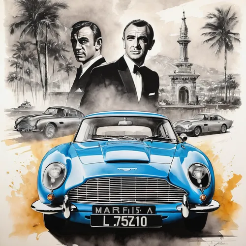 aston martin db5,aston martin db mark iii,aston martin ulster,1000miglia,aston martin db2,aston martin db4,aston martin db6,db5,italian poster,hindustan ambassador,austin-healey 100,austin-healey 3000,triumph tr2,casablanca,austin a40 farina,honda s500,triumph tr250,bond,triumph vitesse,triumph tr4,Art,Classical Oil Painting,Classical Oil Painting 32