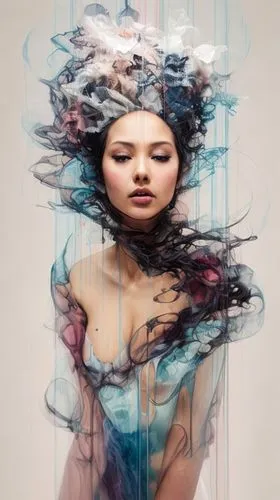 image manipulation,photomanipulation,photo manipulation,immersed,photoshop manipulation,mystical portrait of a girl,submerged,siren,apophysis,multiple exposure,submerge,fashion illustration,infusion,f