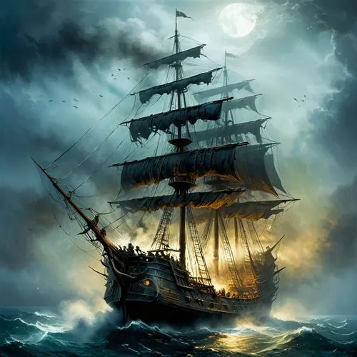 galleon,sea sailing ship,sailing ship,sail ship,ghost ship,pirate ship,whaleship,tallship,maelstrom,sailing ships,privateering,piracies,merchantman,caravel,tall ship,three masted sailing ship,barquentine,sea fantasy,assails,sailer,Illustration,Realistic Fantasy,Realistic Fantasy 06