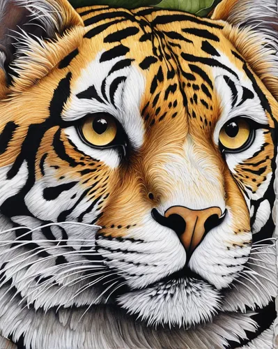 tiger png,bengal tiger,a tiger,tiger,asian tiger,glass painting,tiger head,siberian tiger,tigerle,sumatran tiger,tigers,bengal,oil painting on canvas,hand painting,oil painting,animal portrait,white tiger,royal tiger,bodypainting,body painting,Illustration,Paper based,Paper Based 10