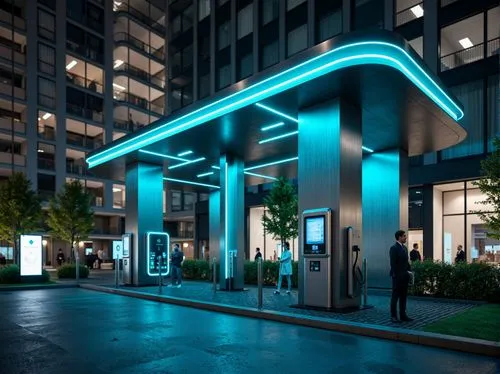 ev charging station,enernoc,electric gas station,telefonica,electroluminescent,rotana,forecourt,charge point,petrol pump,light trails,vdara,petronas,autopia,ecomstation,marunouchi,mubadala,e-gas station,the loop,illuminated advertising,parking machine