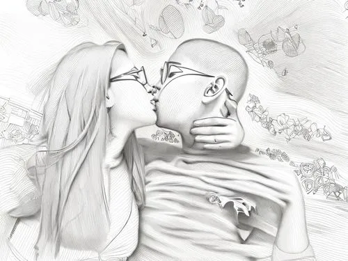 love couple,pencil drawing,love in the mist,kissing,couple in love,girl kiss,love in air,first kiss,pencil drawings,cheek kissing,romantic portrait,couple - relationship,old couple,kiss,cancer drawing