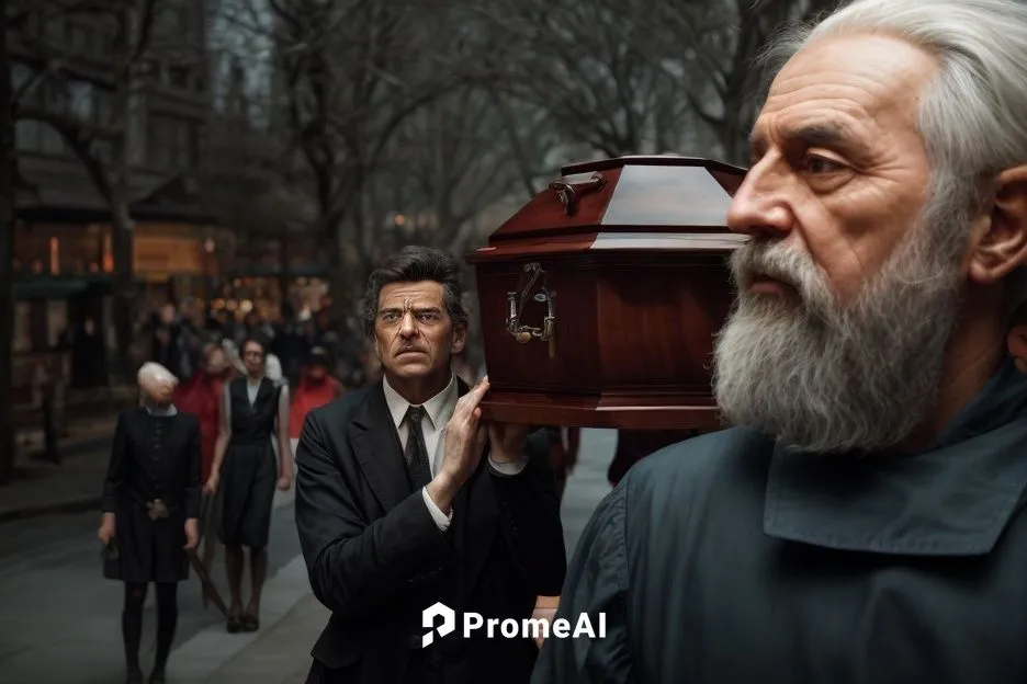 Doctor inspecting the coffin,elderly man,gandalf,deadwood,old man,king lear,sherlock holmes,money heist,hitchcock,smoking man,christmas carol,analyze,dizi,geppetto,overcoat,funeral,trailer,grandfather