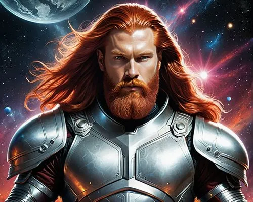 Thor, un explorador pleyadiano ((((él es alto, imponente, tiene la cabellera larga y lisa, de color rojiza, al igual que su barba, viste un traje espacial alienígena de color plata, similar a una arma