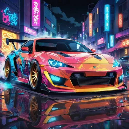 3d car wallpaper,car wallpapers,brz,frs,nissan gtr,gtr,mazda,supra,kliper,porsche gt3 rs,wanganella,gumball,racing road,camaro,neon,colorful city,brum,vector art,lotus art drawing,game car,Illustration,Japanese style,Japanese Style 03