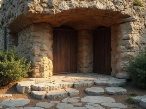 stone oven,stone gate,empty tomb,grotto,stoneworks,amphipolis,greek island door,stonework,cave church,doorway,maymont,stone ramp,rock gate,mausoleum ruins,house entrance,garden door,cry stone walls,mycenae,entranceway,springhouse,Photography,General,Realistic