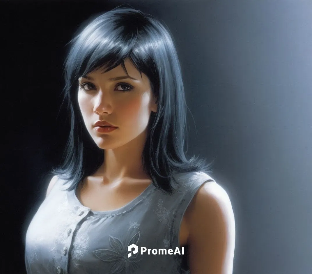 this is a digital painting of a girl in grey dress,utada,hoshihananomia,mari makinami,asian woman,tsuneo,yumei,Illustration,American Style,American Style 06