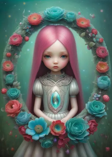 rosa 'the fairy,donut illustration,rosa ' the fairy,mystical portrait of a girl,rose quartz,fantasy portrait,sacred lotus,opal,peace rose,porcelain rose,amulet,sky rose,magic mirror,zodiac sign libra,rose wreath,girl in a wreath,lotus hearts,rosa peace,fairy door,gemstones,Illustration,Abstract Fantasy,Abstract Fantasy 06