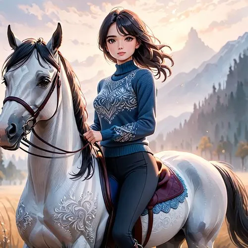 equestrian,horseback,horse riding,horseriding,horseback riding,mongolian girl,Anime,Anime,General