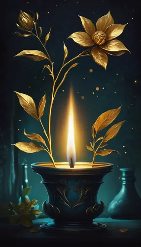 candlelight,candlelights,golden candlestick,candle,burning candle,candle light,a candle,light a candle,tea light,candlemaker,flameless candle,candle wick,gold flower,candle flame,black candle,lampion flower,tea-lights,unity candle,golden pot,diwali wallpaper,Illustration,Realistic Fantasy,Realistic Fantasy 15