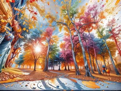 autumn forest,autumn trees,autumn landscape,autumn background,tree grove,deciduous forest,art painting,autumn scenery,psychedelic art,autumn park,autumn walk,colorful tree of life,forest landscape,autumn in the park,cartoon forest,robert duncanson,enchanted forest,the trees in the fall,the autumn,forest of dreams