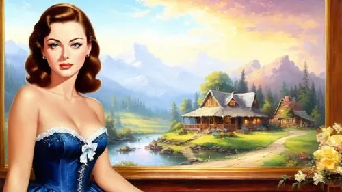 art painting,maureen o'hara - female,background image,noblewoman,scummvm,photo painting