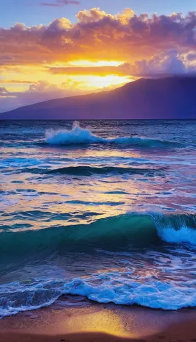 maui,ocean background,seascape,molokai,beach landscape,oahu,kauai,sunrise beach,ocean waves,full hd wallpaper,coast sunset,hawaii,ocean,splendid colors,seascapes,colorful water,mountain beach,pacific,beautiful beach,tasmania,Conceptual Art,Oil color,Oil Color 19