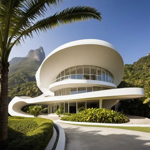 niemeyer,niteroi,utzon,futuristic architecture,tropical house,faena,modern architecture,fresnaye,dunes house,futuristic art museum,nainoa,seidler,goetheanum,modern house,guggenheim museum,docomomo,luxury property,auditorio,corbusier,underground garage,Illustration,Retro,Retro 18