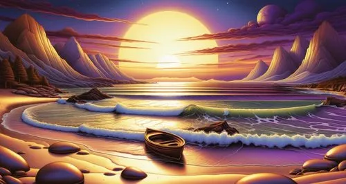 cartoon video game background,fantasy landscape,futuristic landscape,landscape background,beach landscape,an island far away landscape,sea landscape,dune landscape,lunar landscape,coastal landscape,dune sea,desert landscape,background with stones,alien planet,desert desert landscape,beach scenery,fantasy picture,boat landscape,dark beach,purple landscape,Illustration,Realistic Fantasy,Realistic Fantasy 25