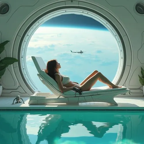 porthole,hyperbaric,infinity swimming pool,spaceship interior,airspaces,sky space concept,Conceptual Art,Fantasy,Fantasy 31