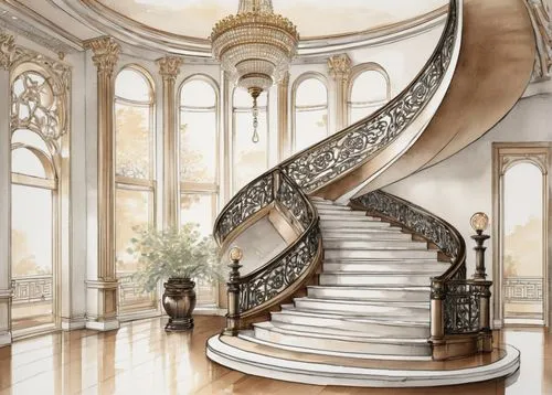 circular staircase,winding staircase,spiral staircase,staircase,staircases,winding steps,outside staircase,stairways,spiral stairs,banisters,stairway,stair,stairwell,newel,banister,stairs,stone stairs,bannister,stairwells,wrought,Illustration,Paper based,Paper Based 30