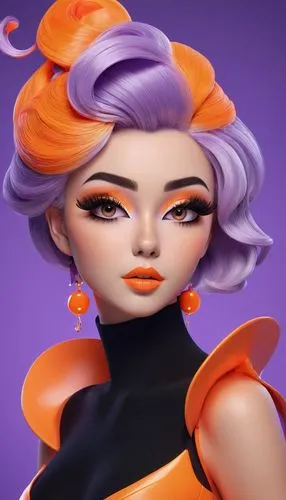 fashion dolls,designer dolls,fashion doll,doll's facial features,female doll,orange,Unique,3D,3D Character