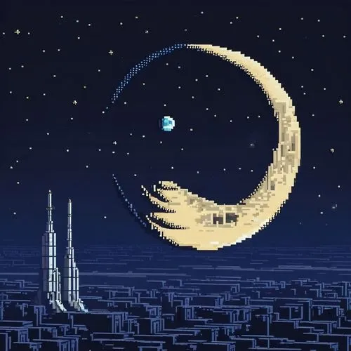 lunar,hanging moon,moon phase,sci fiction illustration,moon and star background,big moon,the moon,crescent moon,moon night,moon,pixel art,moon and star,moons,blue moon,night bird,mid-autumn festival,moon car,ramadan background,phase of the moon,crescent,Unique,Pixel,Pixel 01