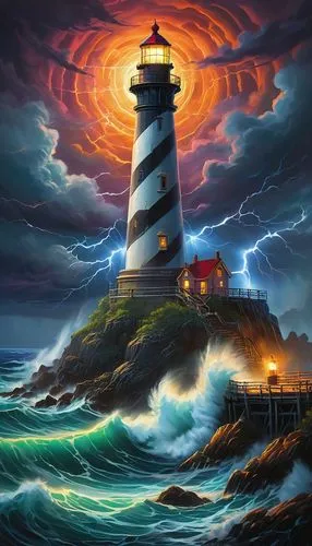 electric lighthouse,lighthouse,light house,lighthouses,red lighthouse,point lighthouse torch,sea storm,phare,northeaster,light station,world digital painting,lightkeeper,fantasy picture,tempestuous,weathercoast,tumultuous,petit minou lighthouse,angstrom,storfer,stormwatch,Conceptual Art,Sci-Fi,Sci-Fi 12