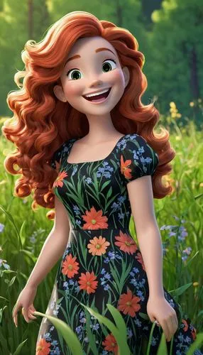 merida,girl in flowers,princess anna,agnes,floricienta,real roxanne,Unique,3D,3D Character