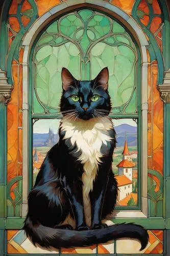 art nouveau frame,cat european,cat frame,maiolica,katzenberger,nederpelt,Conceptual Art,Fantasy,Fantasy 18