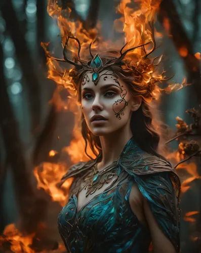 the enchantress,fire siren,fire dancer,fantasy woman,fire angel,fantasy portrait,warrior woman,sorceress,firethorn,dryad,fire artist,fire and water,flame spirit,fantasy art,flame of fire,blue enchantress,katniss,firedancer,fantasy picture,fiery