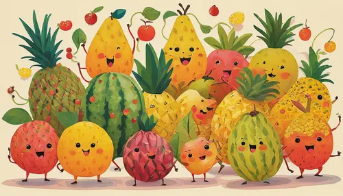 Write a joyful story about a group of fruits having a lively dance party.,prickly pears,cactus apples,prickly pear,pome fruit family,cactus digital background,pineapple field,fruit icons,fruits plants