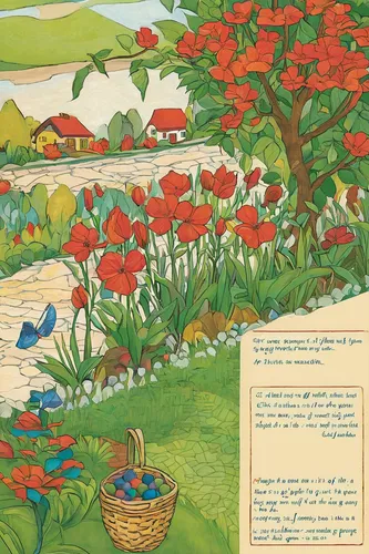 Compose a heartwarming algorithm during a family gathering.,illustration of the flowers,khokhloma painting,picking vegetables in early spring,brochure,mexican calendar,agricultural,tulip field,flower 