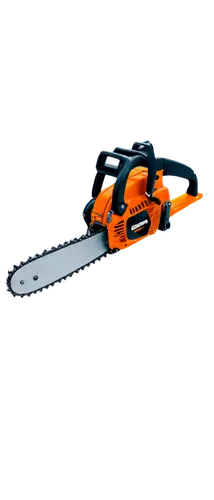 Mechanical device, chainsaw, loud roaring sound, metal blade, wooden handle, worn grip, rusty chain, sharp cutting edge, sparks flying, intense action pose, dynamic movement, warm lighting, shallow de