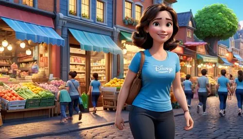 waitress,cute cartoon character,renderman,innoventions,girl in t-shirt,cute cartoon image,disneytoon,shopping street,woman with ice-cream,amination,viasoft,pixar,disney character,paris shops,woman shopping,salesgirl,eurodisney,shopgirl,gothel,3d background,Unique,3D,3D Character