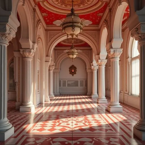 corridor,hallway,entrance hall,foyer,ballroom,royal interior