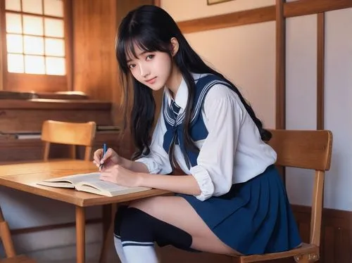 girl studying,school skirt,schoolgirl,azusa nakano k-on,tutor,school uniform,japanese idol,anime japanese clothing,student,to write,scholar,study,jin deui,japanese kawaii,school desk,school clothes,tutoring,kantai collection sailor,detention,sports uniform,Conceptual Art,Fantasy,Fantasy 08